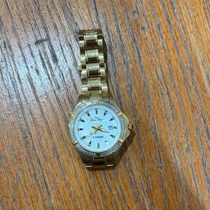 Lucien Picard Gold Watch with White Dial. With Diamonds